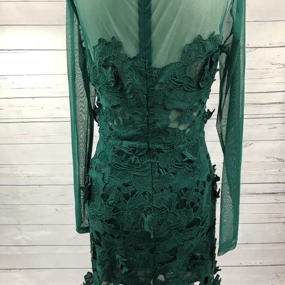 👻 Green lace sheer bodycon dress - Picture 6 of 7